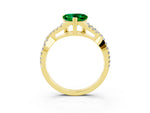 Heart Cut Emerald Solitaire Ring in Yellow gold with Interwoven Pavé Band and Prong Setting_3