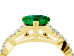 Heart Cut Emerald Solitaire Ring in Yellow gold with Interwoven Pavé Band and Prong Setting_4