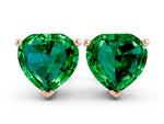Heart Cut Emerald Stud Earrings in Rose gold with Basket Setting