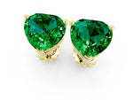 Heart Cut Emerald Stud Earrings in Yellow gold with Basket Setting_1