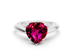 Heart Cut Garnet Cathedral Solitaire Engagement Ring in White gold with Prong Setting