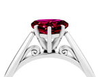 Heart Cut Garnet Cathedral Solitaire Engagement Ring in White gold with Prong Setting_4