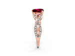 Heart Cut Garnet Solitaire Ring in Rose gold with Interwoven Pavé Band and Prong Setting_2