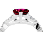 Heart Cut Garnet Solitaire Ring in Silver with Interwoven Pavé Band and Prong Setting_10