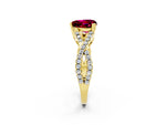Heart Cut Garnet Solitaire Ring in Yellow gold with Interwoven Pavé Band and Prong Setting_2