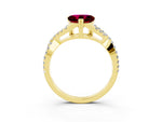 Heart Cut Garnet Solitaire Ring in Yellow gold with Interwoven Pavé Band and Prong Setting_3