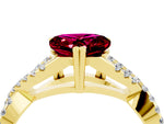 Heart Cut Garnet Solitaire Ring in Yellow gold with Interwoven Pavé Band and Prong Setting_4