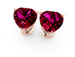 Heart Cut Garnet Stud Earrings in Rose gold with Basket Setting_1