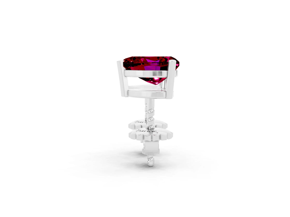 Heart Cut Garnet Stud Earrings in White gold with Basket Setting_2
