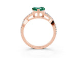 Heart Cut Green Sapphire Solitaire Ring in Rose gold with Interwoven Pavé Band and Prong Setting_3