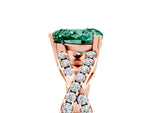 Heart Cut Green Sapphire Solitaire Ring in Rose gold with Interwoven Pavé Band and Prong Setting_5