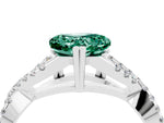 Heart Cut Green Sapphire Solitaire Ring in Silver with Interwoven Pavé Band and Prong Setting_10