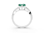 Heart Cut Green Sapphire Solitaire Ring in Silver with Interwoven Pavé Band and Prong Setting_9