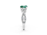 Heart Cut Green Sapphire Solitaire Ring in White gold with Interwoven Pavé Band and Prong Setting_2