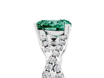 Heart Cut Green Sapphire Solitaire Ring in White gold with Interwoven Pavé Band and Prong Setting_5