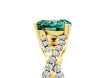 Heart Cut Green Sapphire Solitaire Ring in Yellow gold with Interwoven Pavé Band and Prong Setting_5