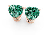 Heart Cut Green Sapphire Stud Earrings in Rose gold with Basket Setting_1