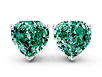 Heart Cut Green Sapphire Stud Earrings in White gold with Basket Setting
