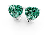 Heart Cut Green Sapphire Stud Earrings in White gold with Basket Setting_1