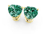 Heart Cut Green Sapphire Stud Earrings in Yellow gold with Basket Setting_1