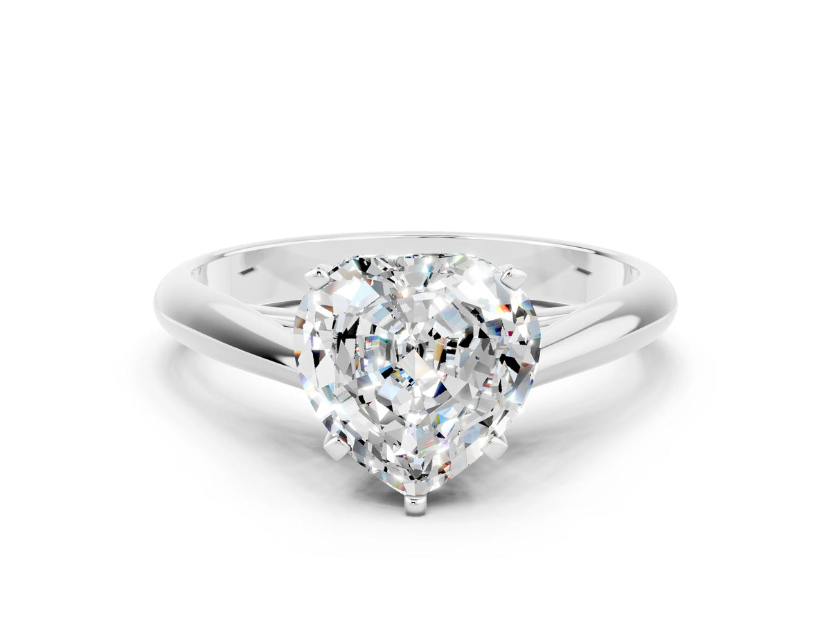 Heart Cut Moissanite Cathedral Solitaire Engagement Ring in Silver with Prong Setting