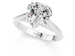 Heart Cut Moissanite Cathedral Solitaire Engagement Ring in Silver with Prong Setting_1