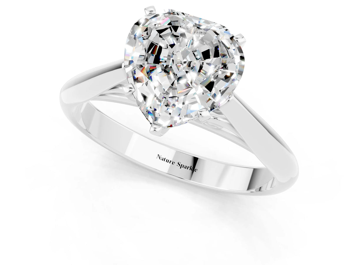 Heart Cut Moissanite Cathedral Solitaire Engagement Ring in Silver with Prong Setting_1