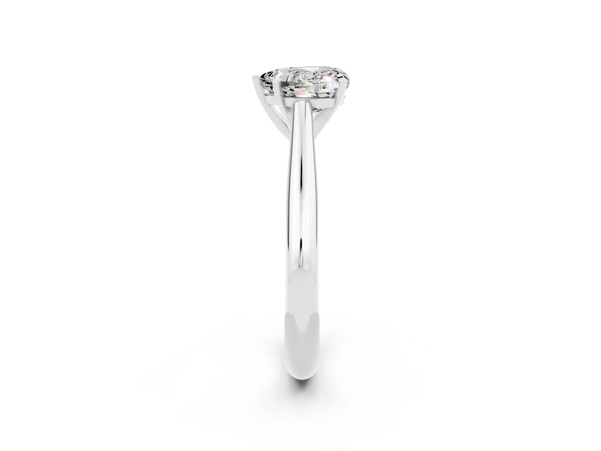 Heart Cut Moissanite Cathedral Solitaire Engagement Ring in Silver with Prong Setting_2