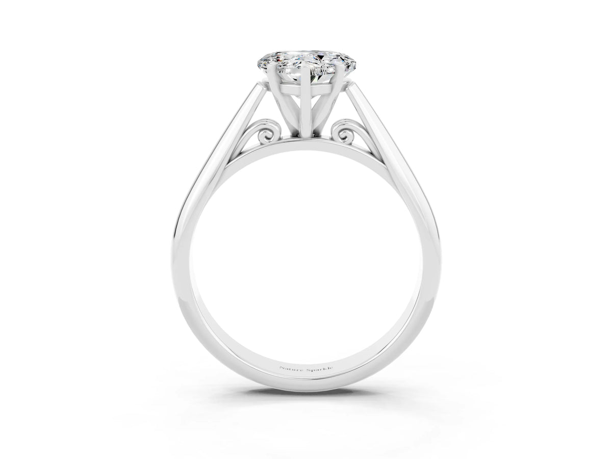 Heart Cut Moissanite Cathedral Solitaire Engagement Ring in Silver with Prong Setting_3