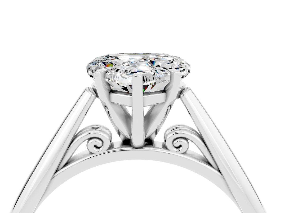 Heart Cut Moissanite Cathedral Solitaire Engagement Ring in Silver with Prong Setting_4