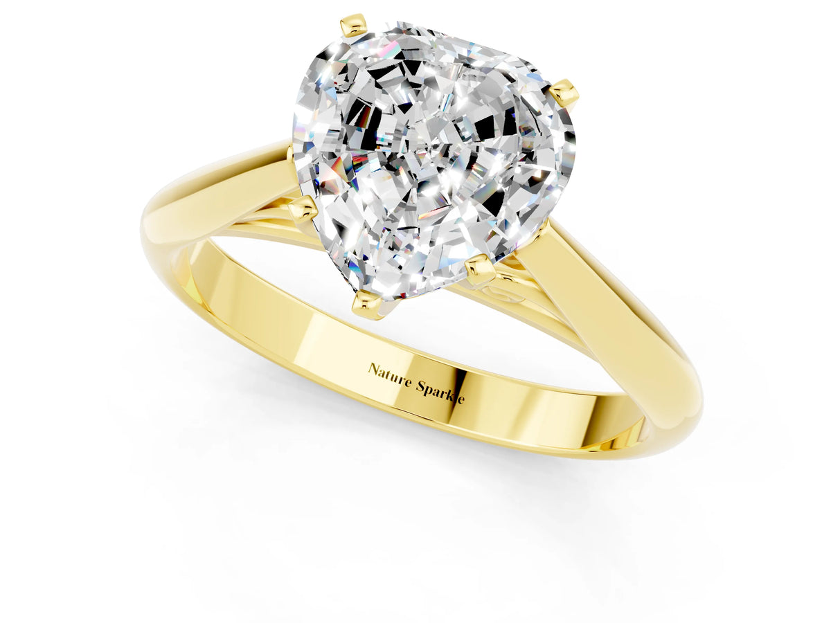Heart Cut Moissanite Cathedral Solitaire Engagement Ring in Yellow gold with Prong Setting_1