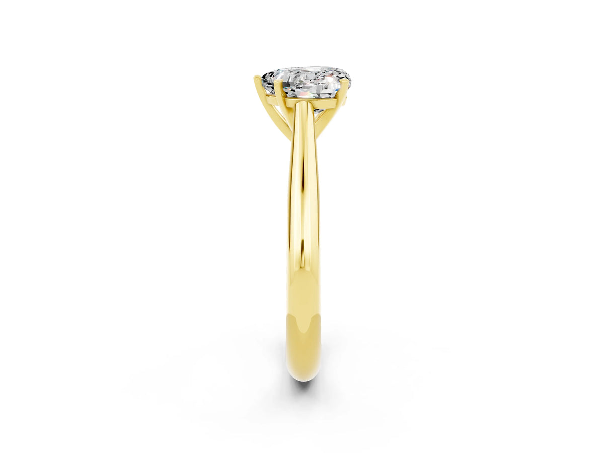 Heart Cut Moissanite Cathedral Solitaire Engagement Ring in Yellow gold with Prong Setting_2