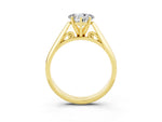 Heart Cut Moissanite Cathedral Solitaire Engagement Ring in Yellow gold with Prong Setting_3