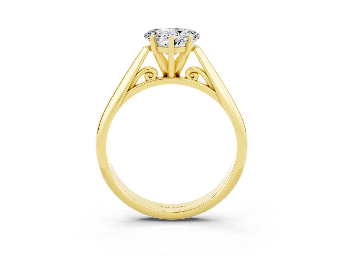 Heart Cut Moissanite Cathedral Solitaire Engagement Ring in Yellow gold with Prong Setting_3