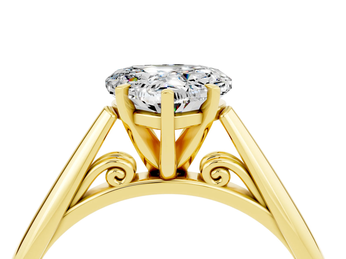 Heart Cut Moissanite Cathedral Solitaire Engagement Ring in Yellow gold with Prong Setting_4