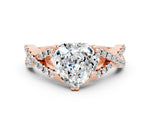 Heart Cut Moissanite Solitaire Ring in Rose gold with Interwoven Pavé Band and Prong Setting_12
