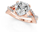 Heart Cut Moissanite Solitaire Ring in Rose gold with Interwoven Pavé Band and Prong Setting_13