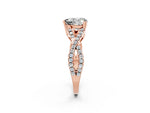 Heart Cut Moissanite Solitaire Ring in Rose gold with Interwoven Pavé Band and Prong Setting_14