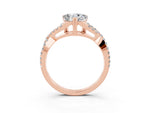 Heart Cut Moissanite Solitaire Ring in Rose gold with Interwoven Pavé Band and Prong Setting_15