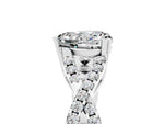 Heart Cut Moissanite Solitaire Ring in Silver with Interwoven Pavé Band and Prong Setting_11