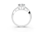 Heart Cut Moissanite Solitaire Ring in Silver with Interwoven Pavé Band and Prong Setting_9