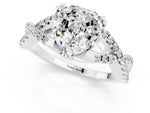 Heart Cut Moissanite Solitaire Ring in White gold with Interwoven Pavé Band and Prong Setting_1