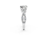 Heart Cut Moissanite Solitaire Ring in White gold with Interwoven Pavé Band and Prong Setting_2