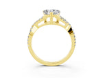 Heart Cut Moissanite Solitaire Ring in Yellow gold with Interwoven Pavé Band and Prong Setting_3