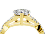 Heart Cut Moissanite Solitaire Ring in Yellow gold with Interwoven Pavé Band and Prong Setting_4