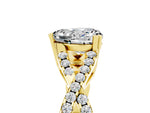 Heart Cut Moissanite Solitaire Ring in Yellow gold with Interwoven Pavé Band and Prong Setting_5