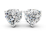Heart Cut Moissanite Stud Earrings in White gold with Basket Setting
