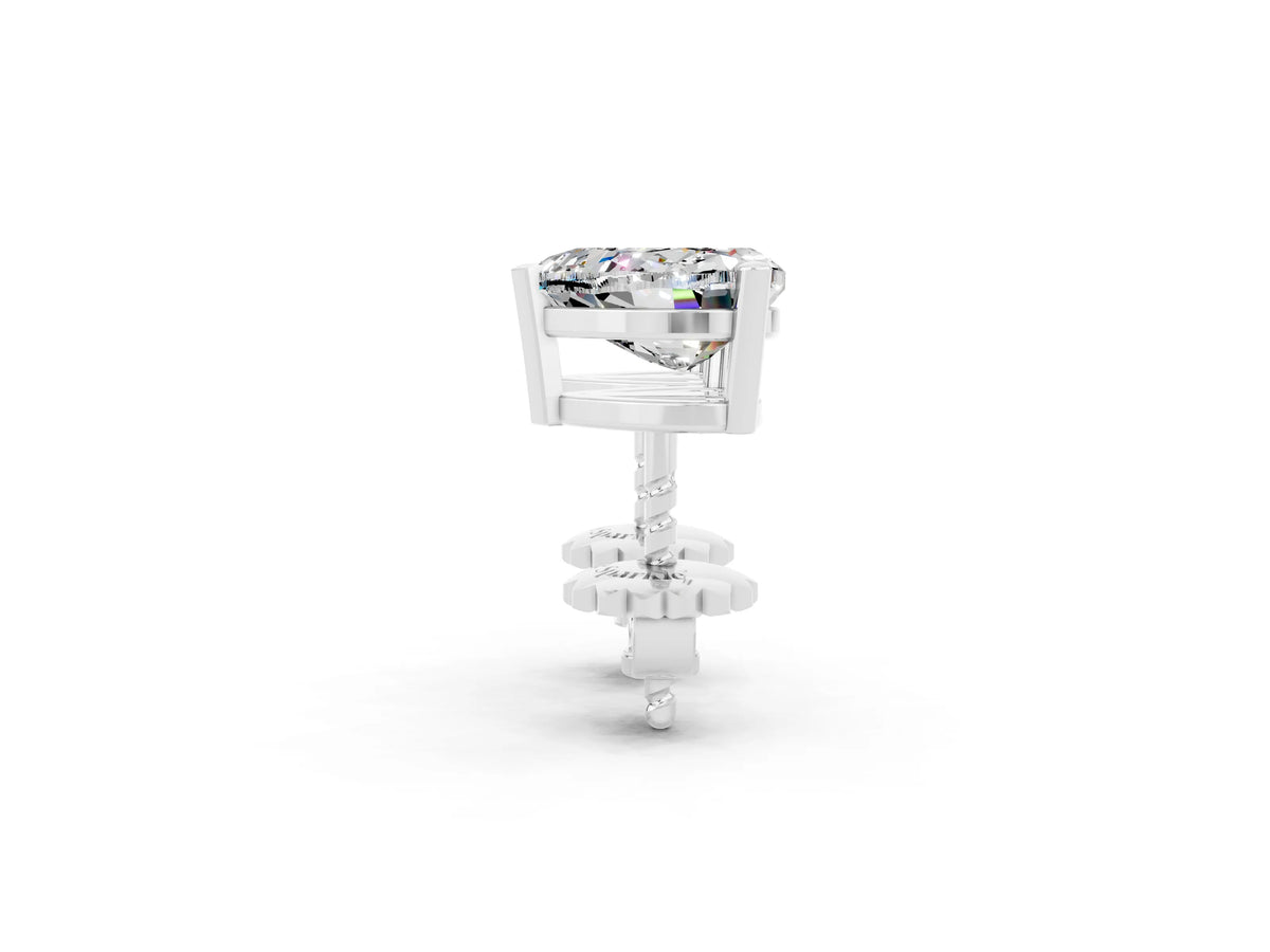 Heart Cut Moissanite Stud Earrings in White gold with Basket Setting_2
