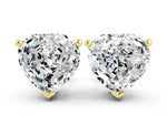 Heart Cut Moissanite Stud Earrings in Yellow gold with Basket Setting
