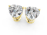 Heart Cut Moissanite Stud Earrings in Yellow gold with Basket Setting_1